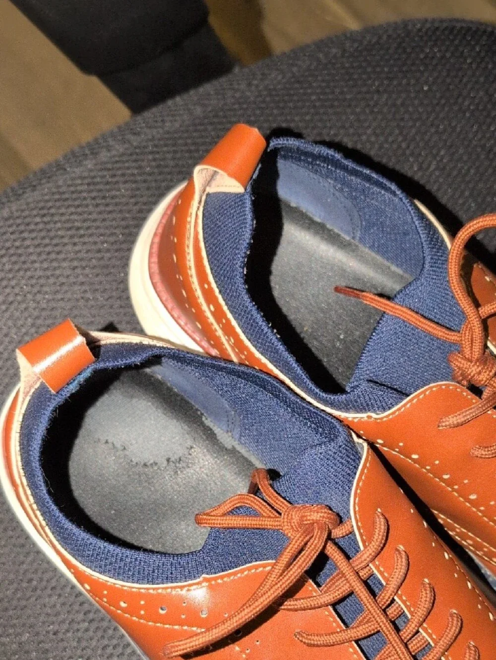Men's Tan Leather Wingtip Derbys with Lightweight Sole